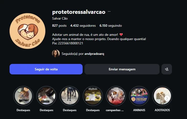 Institucional - ONG Protetores Salvar Cão